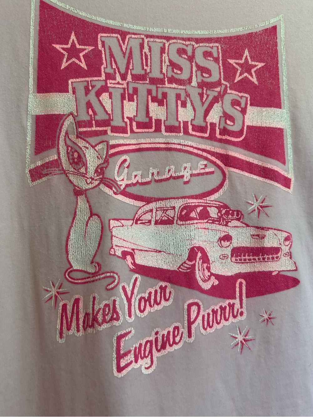 Vintage No Boundaries Miss Kittys Garage Ringer Graphic M